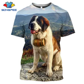 SONSPEE Alpi, Elveția Saint Bernard Câine Animal T-Shirt Femei Bărbați Vopsea 3D Casual Harajuku Hip Pop Supradimensionate Topuri Haine