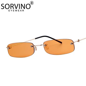 SORVINO Mici, Portocalii, fără ramă Dreptunghi ochelari de Soare 2022 Bărbați Femei 90 Designer Mici Înguste Fara rama Tentă Ochelari de Soare Nuante SP40