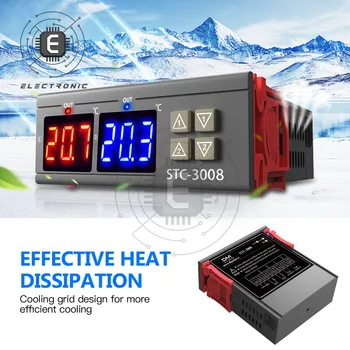 STC-3008 Dual Digital Controler de Temperatura Două Ieșire Releu 12V 24V 220V Termostat Termostat Cu Incalzitor Racitor