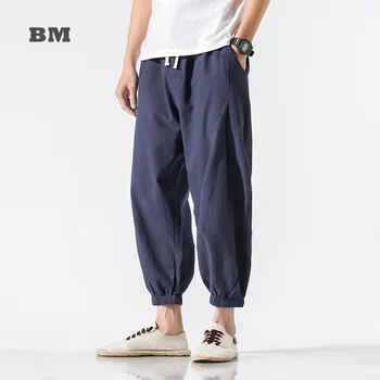 Stil Chinezesc Lenjerie De Pat Din Bumbac Trunchiate Pantaloni De Vara Pantaloni Casual Harem 2021 Japoneză Streetwear Harajuku Joggeri Bărbați Îmbrăcăminte