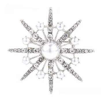Stras Stele Perla Brosa Cristal Spumante Fulg de nea Pin Rever pentru Femei Biroul de Partid Brosa Fluture Cadouri