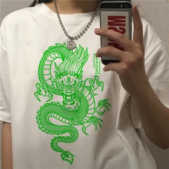 Streetwear topuri pentru femei T-shirt ulzzang Harajuku epocă Chineză dragon print T-shirt de vara noi Supradimensionat liber casual femei