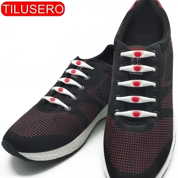 TILUSERO Brand 12buc/lot de Înaltă Calitate, Siguranță Silicon Șireturile de Moda Negru Rotund de Creație Nu Lega șireturile de la Pantofi