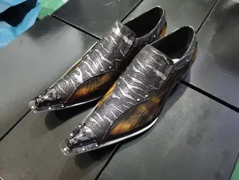 Toamna Casual Nou Stil Bărbați Clasic Pantofi de Moda de Metal Personalitate din piele Piele de Vacă din Piele de Pește Model de Pantofi pentru Bărbați