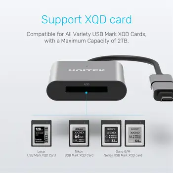 Unitek USB 3.1 Cititor de Carduri de Aluminiu XQD Adaptorul de Card de Memorie pentru Sony M/Seria G Windows Mac OS Calculator cu Tip C Converter