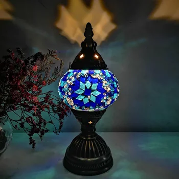 USB Reîncărcabilă Lampă de Noapte Mozaic Lampa de Masa vintage deco Mana lamparas de mesa Sticlă romantic patul lumina con mosaicos