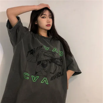 Vara 2021 Doamnelor Rochie De Vara Hip-Hop Model De Imprimare Gât Cu Mânecă Scurtă T-Shirt Femei Harajuku Ulzzang Coreean Topuri