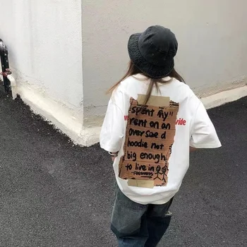 Vara Femei T-shirt American High Street Haine Hippie Scrisoare de Imprimare cu Mâneci Scurte Teuri Casual Supradimensionat Tricou Femeie Y2K Sus