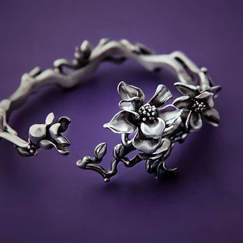 Vara independent design manual de magnolie doamnelor brățară rafinat și frumos de moda bijuterii de argint