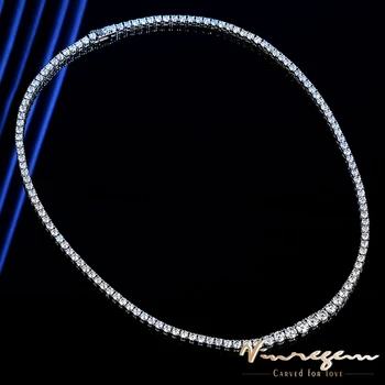Vinregem Placat cu Aur de 18K 3MM-5MM Gradient Real Moissanite Tenis Lanț Colier Pentru Femei 925 de Bijuterii de Argint en-Gros