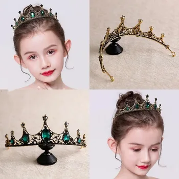 Vintage Mici Baroc Verde Roșu Negru Alb Cristal, Diademe, Coroane pentru Femei Fete Mireasa Nunta de Păr Bijuterii Accesorii