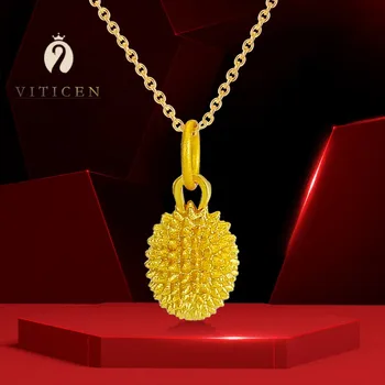 VITICEN de Lux New Sosire Real 24K Aur Pur Durian Forma Pandantiv Colier 999 Cadou pentru Femei, Cadou Moda Bijuterii Fine