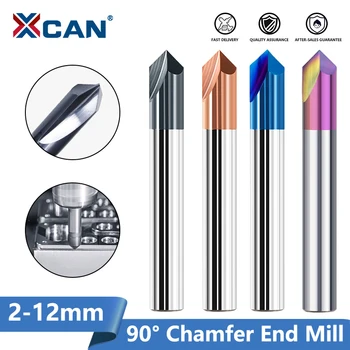 XCAN Chamfer freza 2-12mm 90 de Grade CNC Router Cam Nano Albastru Filmate 2 Fluiere Carbură End Mill Unelte de Frezat