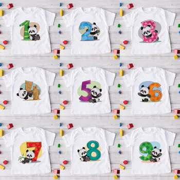 Ziua de naștere pentru copii Numărul 1~9 Panda Desene animate de Animale Tricou tricou Baieti si Fete Ziua de nastere Cadou de Haine pentru Copii 1-9 Ani