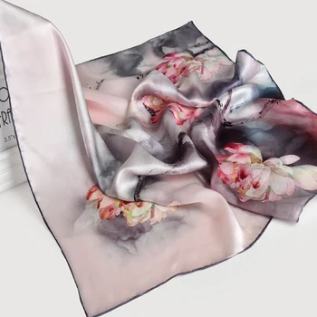 100% Real Eșarfă de Mătase Pătrat Sac Bandană 65*65cm Cerneală Stil Hangzhou Cravată de Mătase Împachetări pentru Doamnele de Mătase Imprimate Gât Eșarfă