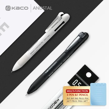 Andstal KACO 4 In 1 Multifunctional Pixuri 0.5 mm Negru Albastru Rosu Refill Gel Pix Creion Mecanic Japonez de Cerneală Birou Școală