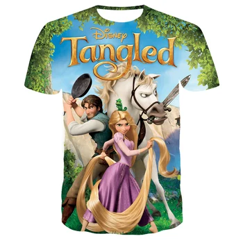 Disney Tangled Rapunzel Printesa Tricou Copii Streetwear Maneca Scurta pentru Copii Tricouri Fete Topuri Haine de Femei T-shirt