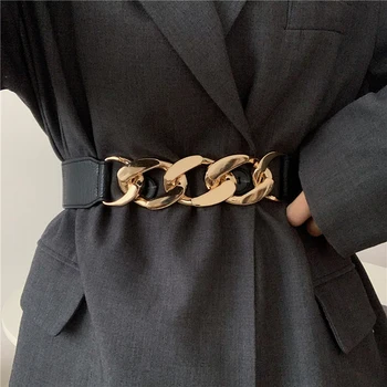 Lanț de aur centura elastica metal argintiu talie curele pentru femei ceinture femme întinde cummerbunds doamnelor haina ketting riem betelie