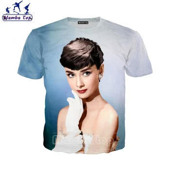 Mamba Sus Imprimare 3D Fashion Icon Audrey Hepburn Tricou Mare Actor Barbati Tricou Femeie Frumoasă Tricouri Unisex Street O de Gât Îmbrăcăminte