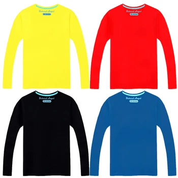 Noua Toamna Primavara Băieți Fete Din Bumbac Tricouri Copii, Tricouri Cu Maneca Lunga Solidă Tricou Copii Topuri Haine Pentru Copii-Negru Albastru Galben Rosu