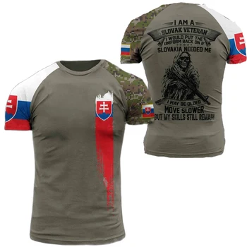 Veterani Bărbați T-Shirt slovacă Soldat al Armatei Pavilion de Imprimare Topuri Tricouri Supradimensionate Îmbrăcăminte pentru Bărbați Pulover O-Neck T-Shirt Pentru Bărbați Camisa